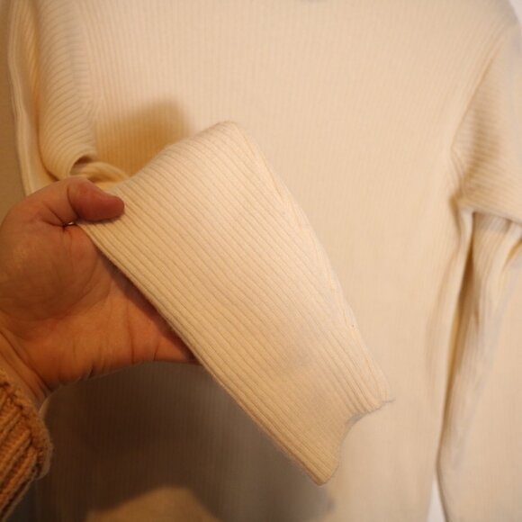 J Crew Vintage 90s 2 Ply Cashmere Ribbed Turtleneck Sweater M Ivory Scotland - Picture 5 of 7